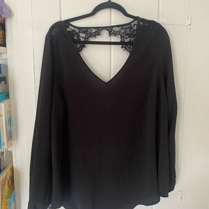 Elegant Black Lace Detail Women's Top